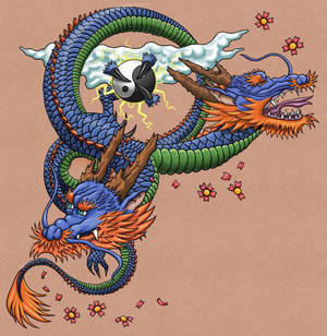 Japansk drage-pc med yin-yang — Japansk drage Wallpapers