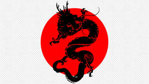 Japansk Drage PC Minimalistisk Sort Japansk Flag