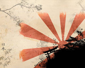 Japansk samurai med opgående sol — Japansk samurai Wallpapers