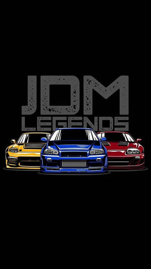 JDM-biler på sort baggrund