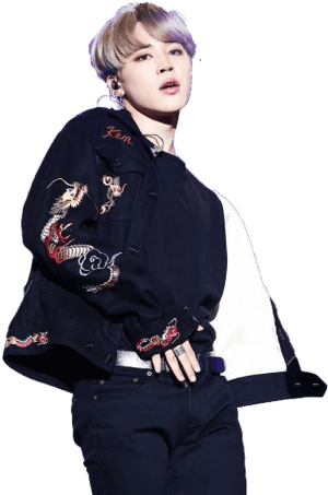 Jimin i broderet jakke