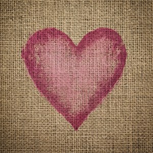 Rustik shabby chic tapet med jute og et stencileret hjerte. — Pixel Watch 4 Wallpapers