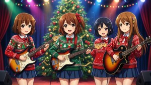 K-On!-pigerne optræder med julekoncert på scenen
