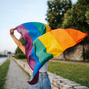 Kærlighed er kærlighed Pige med stolthedsflag tapet — Kærlighedshjerte Wallpapers