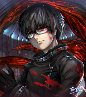 Kaneki Ken med sort hår og jakke tapet — Vivo X Fold5 Wallpapers
