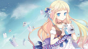 Kawaii Anime-pige med Polaroid