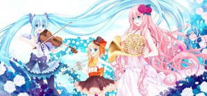 Kawaii Anime Vocaloider med Instrumenter