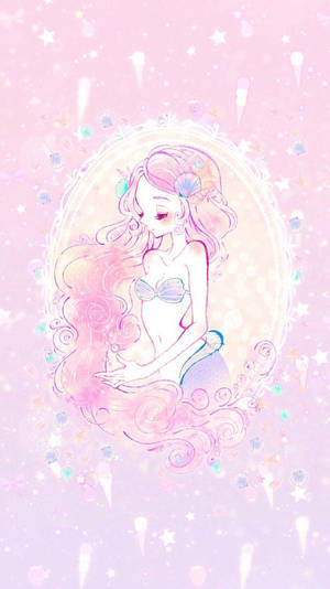 Kawaii lyserød havfrue i ramme — Kawaii pink Wallpapers
