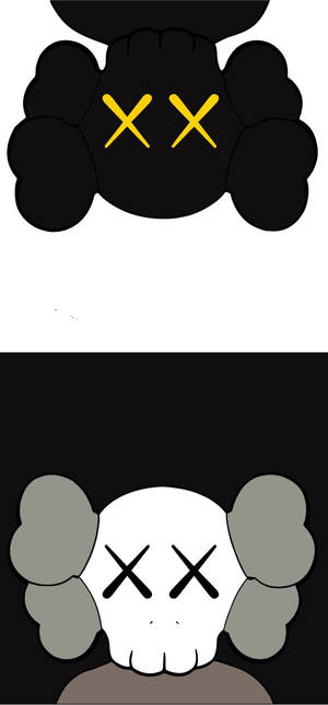 KAWS Sort Og Grå Companions tapet — iPhone 17 Pro Max Wallpapers