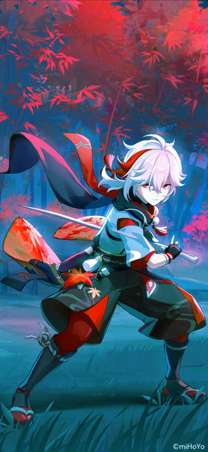 Kazuha med sværd Genshin Impact Telefon — iPhone 13 Pro Wallpapers