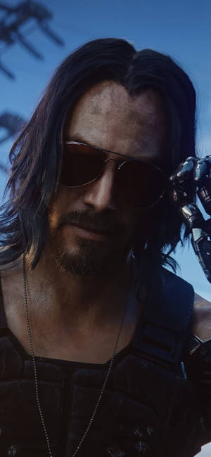 Keanu Reeves Cyberpunk 2077 Portræt baggrund — iPhone 17 Pro Wallpapers