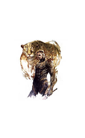 Killmonger Og Brølende Jaguar Baggrund — Moto Pad 70 Wallpapers