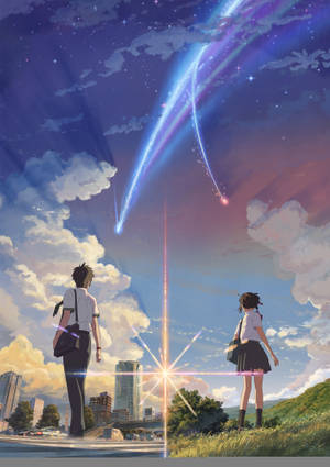 Det matchende par, Taki og Mitsuha, fra Kimi no na wa tapet. — Oppo Pad 5 Pro Wallpapers