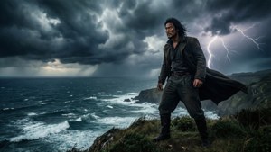 Taku på en klippe med udsigt over et stormfuldt hav — Havbølger Wallpapers