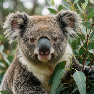 Et nærbillede af en koala i et eukalyptustræ nær Warrnambool. — Pixel Watch Wallpapers