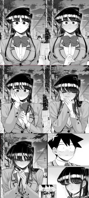Komi San Gråskala Japansk Manga Panel — Nothing Phone (2) Wallpapers