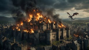 Kongens Flammehav brænder, mens Daenerys angriber