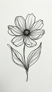 Minimalistisk sort kontinuerlig linjeblomst på hvid. — iPhone 5 Wallpapers