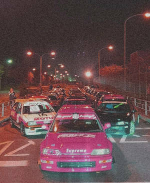Kornede JDM-biler om natten