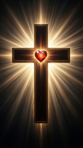 Kors med glødende hjerte, religiøst velgørenhedssymbol. — iPhone 5 Wallpapers