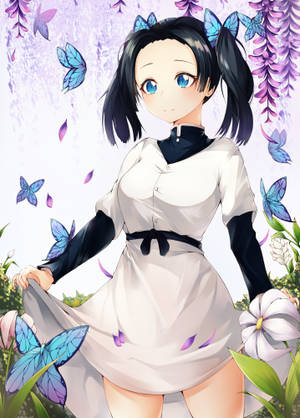 Kunstnerisk Aoi Kanzaki med sommerfugle wallpaper — IQOO Pad Wallpapers