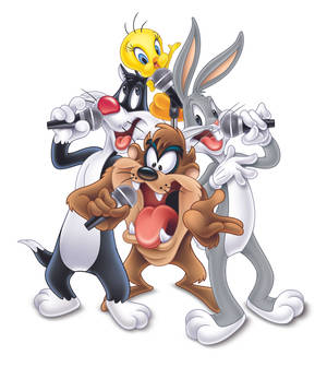 Tasmansk djævel Taz med Looney Tunes venner baggrund. — Vivo X Fold Wallpapers
