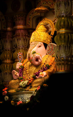Lalbaugcha Raja gylden krone — Galaxy Tab Active5 Wallpapers