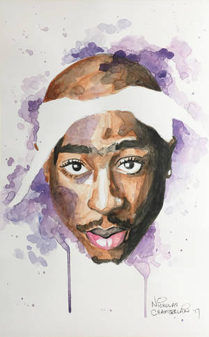 Tupac akvarel-sprøjt kunst tapet — Galaxy Tab S10 Lite Wallpapers