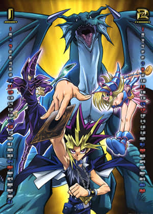 Legendarisk Yugioh Dark Magician i aktion — iPhone Duo Wallpapers