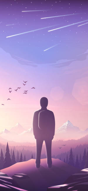 Lilla æstetisk telefon mand på et bjerg — iPhone 17 Pro Wallpapers