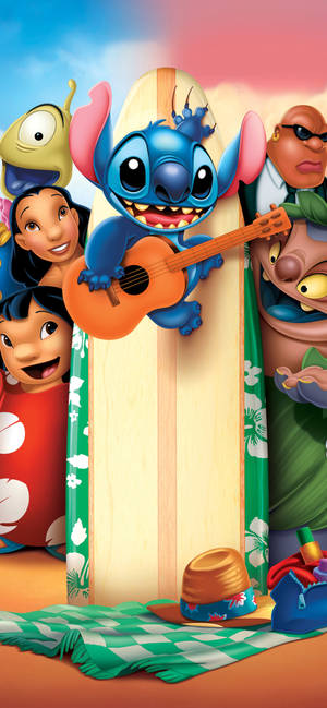 Lilo og Stitch figurer baggrund — iPhone 17 Pro Wallpapers
