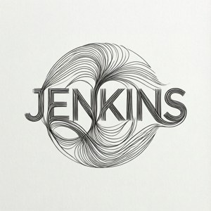 Minimalistisk linjekunst af Jenkins-logo på hvid baggrund. — Tecno Phantom V Flip2 Wallpapers