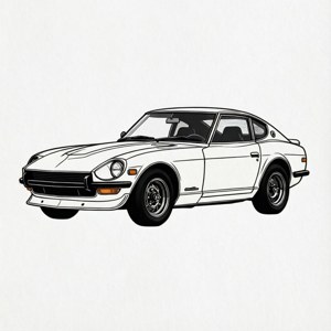 Minimal linjekunst af Datsun 240z — Pixel Watch 3 Wallpapers