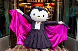 Livsstørrelse bat Hello Kitty Halloween tapet — Hello Kitty Halloween Wallpapers