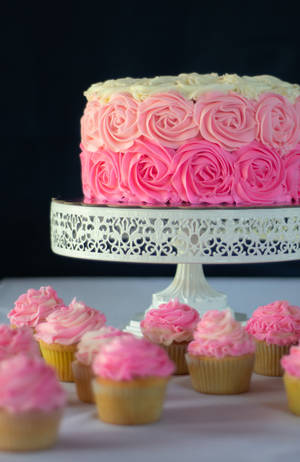 Lyserød rose-kage og cupcake tapet — Honor MagicPad 3 Pro 12.3 Wallpapers