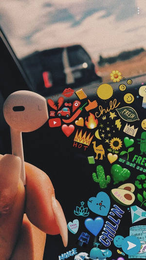Airpod og blandede emojis VSCO æstetisk tapet. — Dag Wallpapers