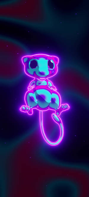 Glødende Neon Mew baggrund — iPhone 12 Pro Wallpapers