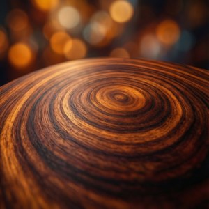 Abstrakt makro af mahogni trækorn med cirkulære mønstre og bokeh, surrealistisk og hypnotisk. — Pixel Watch Wallpapers