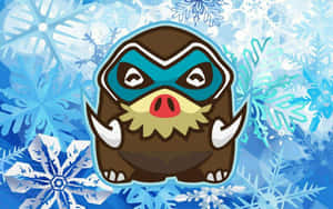 Mamoswine med blå snefnug-baggrund — Videospil GIF Wallpapers