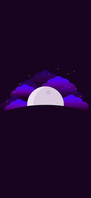 Måne lilla skyer minimalistisk Android — Galakse måne Wallpapers