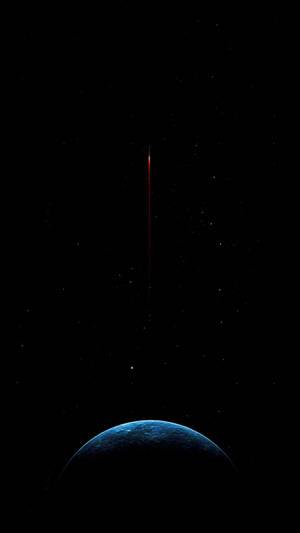 AMOLED-baggrundsbillede af månens overflade med stjernebaggrund.