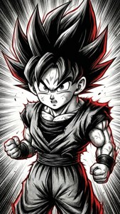Et stiliseret mangahelteportræt med speed lines og røde accenter, der fremkalder ikonisk shonen-energi. — Manga GIF Wallpapers