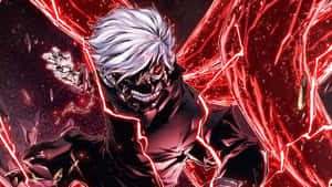 Maskedreng Kaneki Anime Kunst Rød Energi — Tokyo ghoul GIF Wallpapers