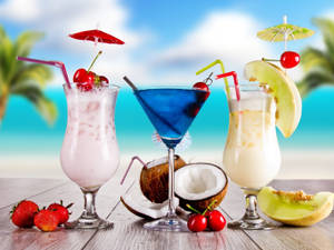 Melon-, bær- og blå curaçao-tropiske drinks wallpaper — 4:3 Wallpapers