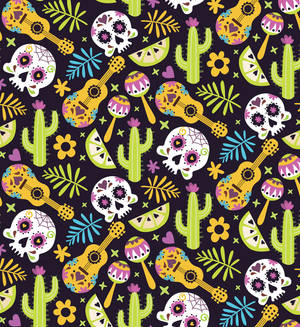 Mexico kranie-kaktus-guitar mønstre tapet — Oppo Find N6 Wallpapers