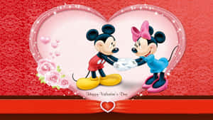 Mickey og Minnie Mouse i en hjerteformet ramme — Sød valentinsdag Wallpapers