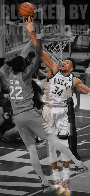Baggrund med Milwaukee Bucks mod Phoenix Suns — iPhone 16 Wallpapers