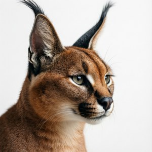Minimalistisk høj-nøgle portræt af en caracal på hvid baggrund. — Pixel Watch 3 Wallpapers