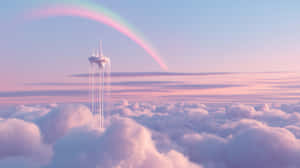 slot, svævende, skyer, regnbue, minimalistisk, arkitektur, fantasy, drømmende, himmel, æterisk, moderne, højde, fredfyldt, abstrakt, fantasi — 2560x1440 Wallpapers