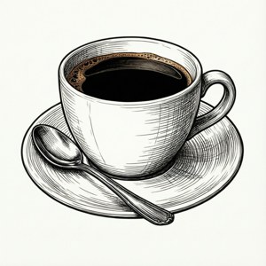 En linjetegning af en kaffekop — Pixel Watch 3 Wallpapers